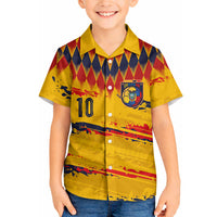 Ecuador National Football Custom Hawaiian Shirt Argyle Pattern With Grunge Flag Splatter Graphics