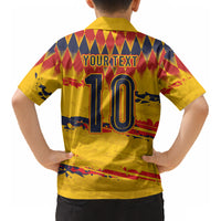 Ecuador National Football Custom Kid Hawaiian Shirt Argyle Pattern With Grunge Flag Splatter Graphics LT03