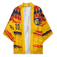 Ecuador National Football Custom Kimono Argyle Pattern With Grunge Flag Splatter Graphics
