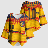 Ecuador National Football Custom Kimono Sleeve Blouse Argyle Pattern With Grunge Flag Splatter Graphics
