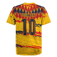 Ecuador National Football Custom Rugby Jersey Argyle Pattern With Grunge Flag Splatter Graphics