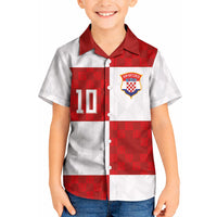 Croatia National Football Custom Kid Hawaiian Shirt Checkerboard Pattern with Glagolitic Script
