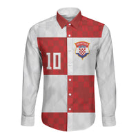 Croatia National Football Custom Long Sleeve Button Shirt Checkerboard Pattern with Glagolitic Script