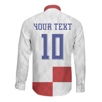 Croatia National Football Custom Long Sleeve Button Shirt Checkerboard Pattern with Glagolitic Script