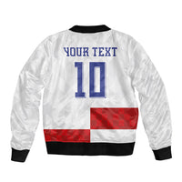 Croatia National Football Custom Sleeve Zip Bomber Jacket Checkerboard Pattern with Glagolitic Script