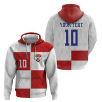 Croatia National Football Custom Zip Hoodie Checkerboard Pattern with Glagolitic Script