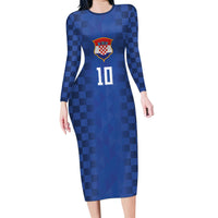 Croatia Football Custom Long Sleeve Bodycon Dress Vatreni Glory 2026 Away Colors
