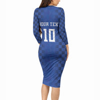 Croatia Football Custom Long Sleeve Bodycon Dress Vatreni Glory 2026 Away Colors