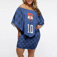 Croatia Football Custom Off Shoulder Short Dress Vatreni Glory 2026 Away Colors