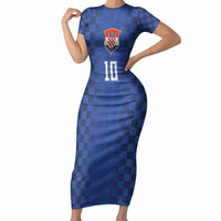 Croatia Football Custom Short Sleeve Bodycon Dress Vatreni Glory 2026 Away Colors
