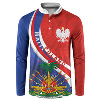 Personalized Haiti and Poland Cultural Fusion Button Sweatshirt White Eagle and Haitian Independence Symbols