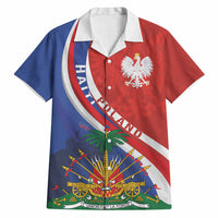Personalized Haiti and Poland Cultural Fusion Hawaiian Shirt White Eagle and Haitian Independence Symbols