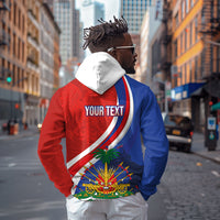 Personalized Haiti and Poland Cultural Fusion Hoodie White Eagle and Haitian Independence Symbols