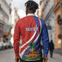 Personalized Haiti and Poland Cultural Fusion Long Sleeve Button Shirt White Eagle and Haitian Independence Symbols