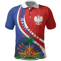 Personalized Haiti and Poland Cultural Fusion Polo Shirt White Eagle and Haitian Independence Symbols