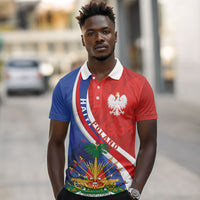 Personalized Haiti and Poland Cultural Fusion Polo Shirt White Eagle and Haitian Independence Symbols