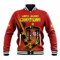 Personalised Spain Football 2024 Baseball Jacket La Roja The Fourth Time Champion European - Wonder Print Shop