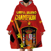 Personalised Spain Football 2024 Wearable Blanket Hoodie La Roja The Fourth Time Champion European - Wonder Print Shop