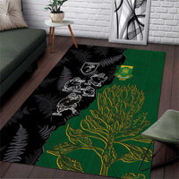 Aotearoa South Africa Rugby Freedom Cup Area Rug Kiwi Warriors Haka with King Protea Symbol - Wonder Print Shop