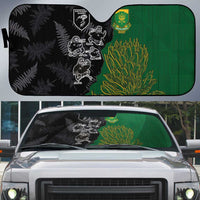 Aotearoa South Africa Rugby Freedom Cup Auto Sun Shade Kiwi Warriors Haka with King Protea Symbol - Wonder Print Shop