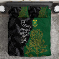 Aotearoa South Africa Rugby Freedom Cup Bedding Set Kiwi Warriors Haka with King Protea Symbol - Wonder Print Shop