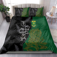 Aotearoa South Africa Rugby Freedom Cup Bedding Set Kiwi Warriors Haka with King Protea Symbol - Wonder Print Shop