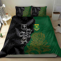 Aotearoa South Africa Rugby Freedom Cup Bedding Set Kiwi Warriors Haka with King Protea Symbol - Wonder Print Shop