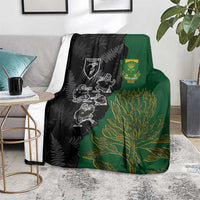 Aotearoa South Africa Rugby Freedom Cup Blanket Kiwi Warriors Haka with King Protea Symbol - Wonder Print Shop