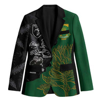 Custom Aotearoa South Africa Rugby Freedom Cup Blazer Kiwi Warriors Haka with King Protea Symbol - Wonder Print Shop