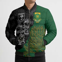 Custom Aotearoa South Africa Rugby Freedom Cup Bomber Puffer Jacket Kiwi Warriors Haka with King Protea Symbol - Wonder Print Shop