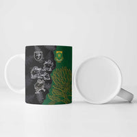 Custom Aotearoa South Africa Rugby Freedom Cup Ceramic Mug Kiwi Warriors Haka with King Protea Symbol - Wonder Print Shop