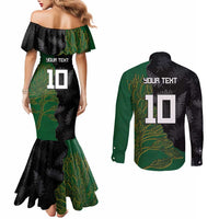Custom Aotearoa South Africa Rugby Freedom Cup Couples Matching Mermaid Dress and Long Sleeve Button Shirt Kiwi Warriors Haka with King Protea Symbol - Wonder Print Shop
