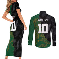 Custom Aotearoa South Africa Rugby Freedom Cup Couples Matching Short Sleeve Bodycon Dress and Long Sleeve Button Shirt Kiwi Warriors Haka with King Protea Symbol - Wonder Print Shop