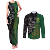 Custom Aotearoa South Africa Rugby Freedom Cup Couples Matching Tank Maxi Dress and Long Sleeve Button Shirt Kiwi Warriors Haka with King Protea Symbol - Wonder Print Shop