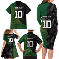 Custom Aotearoa South Africa Rugby Freedom Cup Family Matching Long Sleeve Bodycon Dress and Hawaiian Shirt Kiwi Warriors Haka with King Protea Symbol - Wonder Print Shop
