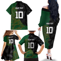 Custom Aotearoa South Africa Rugby Freedom Cup Family Matching Off The Shoulder Long Sleeve Dress and Hawaiian Shirt Kiwi Warriors Haka with King Protea Symbol - Wonder Print Shop