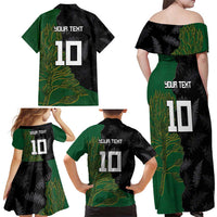 Custom Aotearoa South Africa Rugby Freedom Cup Family Matching Off Shoulder Maxi Dress and Hawaiian Shirt Kiwi Warriors Haka with King Protea Symbol - Wonder Print Shop
