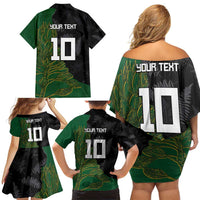 Custom Aotearoa South Africa Rugby Freedom Cup Family Matching Off Shoulder Short Dress and Hawaiian Shirt Kiwi Warriors Haka with King Protea Symbol - Wonder Print Shop