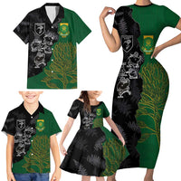 Custom Aotearoa South Africa Rugby Freedom Cup Family Matching Short Sleeve Bodycon Dress and Hawaiian Shirt Kiwi Warriors Haka with King Protea Symbol - Wonder Print Shop