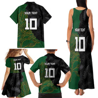 Custom Aotearoa South Africa Rugby Freedom Cup Family Matching Tank Maxi Dress and Hawaiian Shirt Kiwi Warriors Haka with King Protea Symbol - Wonder Print Shop