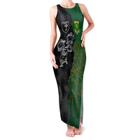Custom Aotearoa South Africa Rugby Freedom Cup Family Matching Tank Maxi Dress and Hawaiian Shirt Kiwi Warriors Haka with King Protea Symbol - Wonder Print Shop
