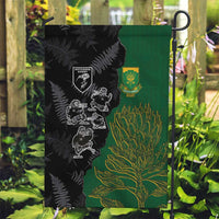 Aotearoa South Africa Rugby Freedom Cup Garden Flag Kiwi Warriors Haka with King Protea Symbol - Wonder Print Shop
