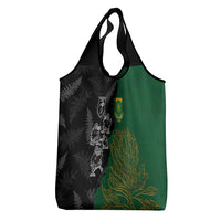 Aotearoa South Africa Rugby Freedom Cup Grocery Bag Kiwi Warriors Haka with King Protea Symbol - Wonder Print Shop