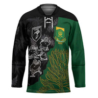 Custom Aotearoa South Africa Rugby Freedom Cup Hockey Jersey Kiwi Warriors Haka with King Protea Symbol - Wonder Print Shop