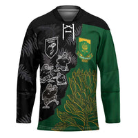 Custom Aotearoa South Africa Rugby Freedom Cup Hockey Jersey Kiwi Warriors Haka with King Protea Symbol - Wonder Print Shop