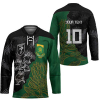 Custom Aotearoa South Africa Rugby Freedom Cup Hockey Jersey Kiwi Warriors Haka with King Protea Symbol - Wonder Print Shop