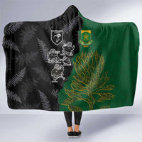 Aotearoa South Africa Rugby Freedom Cup Hooded Blanket Kiwi Warriors Haka with King Protea Symbol - Wonder Print Shop