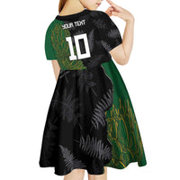 Custom Aotearoa South Africa Rugby Freedom Cup Kid Short Sleeve Dress Kiwi Warriors Haka with King Protea Symbol - Wonder Print Shop