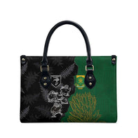 Aotearoa South Africa Rugby Freedom Cup Leather Bag Kiwi Warriors Haka with King Protea Symbol - Wonder Print Shop