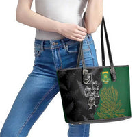 Aotearoa South Africa Rugby Freedom Cup Leather Tote Bag Kiwi Warriors Haka with King Protea Symbol - Wonder Print Shop